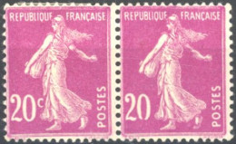 [* SUP] N° 190f, 20c Lilas-rose En Paire - Sans 'c' à 20c Au Timbre 2 - Cote: 25€ - 1903-60 Säerin, Untergrund Schraffiert