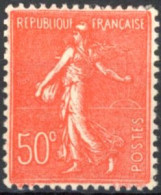 [** SUP] N° 199k, 50c Rouge - 'c' Fermé - Cote: 65€ - 1903-60 Semeuse A Righe