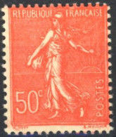 [** SUP] N° 199p, 50c Rouge - Papier Carton - Cote: 25€ - 1903-60 Semeuse Lignée