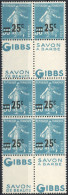 [** SUP] N° 217, Bloc De 6 Avec Interpanneau - Pub GIBBS - 1903-60 Säerin, Untergrund Schraffiert