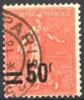 [O SUP] N° 221-cu, 50/85c Rouge -  Lire 50I Au Lieu De 50c - 1903-60 Sower - Ligned