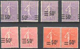 [**/* SUP] Semeuse Lignée : Sélection De 8 Timbres - Surcharge Déplacée - 1903-60 Säerin, Untergrund Schraffiert