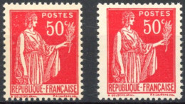 Delcampe - [**/* SUP] N° 283s, 50c Rose-rouge, Faux De Barcelone (2x) - Cote: 40€ - 1932-39 Paz