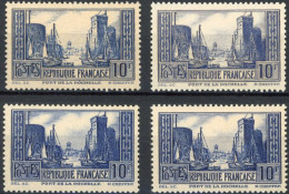 [* SUP] N° 261, 10f La Rochelle (type III) - Lot De 4 Ex De Nuances Différentes Dont Vive. Lot Superbe - Cote: 336€ - Unused Stamps