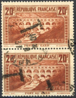 [O SUP] N° 262f, 20f Pont Du Gard (IIA+IIB), Se Tenant Verticalement - Jolie Oblitération - Cote: 350€ - Used Stamps