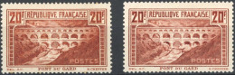 [** SUP] N° 262A+262Aa, 20f Pont Du Gard (I), Les 2 Nuances Dont Le Rare Chaudron Clair - Fraîcheur Postale - Cote: 3075 - Unused Stamps