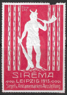 Präge-Cartes Publicitaires Artistes Ebra, Siegel-und Reklamemarken-Ausstellung "Sirema" Leipzig 1913, Germane Mit Hor - Erinnophilie