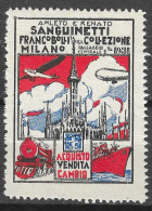 ITALY ERINNOFILI VIGNETTE CINDERELLA AMLETO E RENATO SANGUINETTI FRANCOBOLLI COLLEZIONE MILANO ZEPPELIN PLANE TRAIN - Vignetten (Erinnophilie)