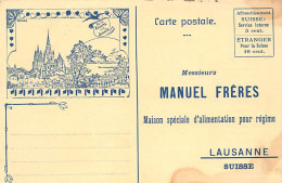 LAUSANNE (VD) Carte De Commande Manuel Frères Maison Spéciale D'alimentation Pour Régime - Carte Abîmée, Voir Scan Pour  - Lausanne