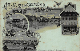 SARREGUEMINES - Carte Litho - Magasin M. Knopf, Editeur De Cartes Postales. - Sarreguemines