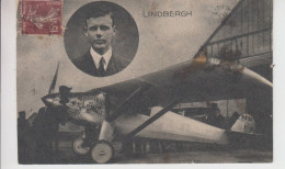 CPA Lindbergh (Portrait Du Pilote Avec Son Avion "Spirit Of St-Louis") - Flieger