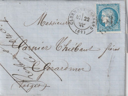 Lettre De Clermont Ferrand à Gérardmer LAC - 1849-1876: Klassik