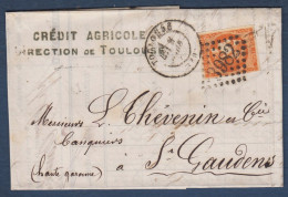 Bordeaux N° 48a  Sur Lettre De Toulouse Pour St Gaudens - Cote : 340 € - 1870 Emissione Di Bordeaux