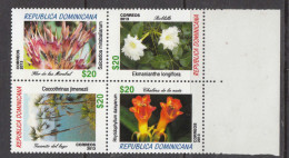 2013 2014 Dominican Republic Dominicana Flowers Complete Block Of 4 MNH - Dominicaine (République)