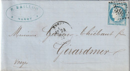 Lettre De Nancy à Gérardmer LAC - 1849-1876: Periodo Clásico