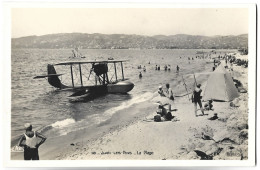 JUAN LES PINS - La Plage- Hydravion - Autres & Non Classés