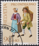 1990 Schweiz Pro Patria, Ausrufbilder, Kienholz-Verkäufer, ⵙ Zum:CH B230, Mi:CH 1420, Yt: CH 1346 - Used Stamps