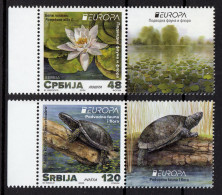 Serbia 2024 Europa CEPT Underwater Fauna & Flora Flower Nymphaea Alba Turtle Emys Orbicularis Set With Labels MNH - Serbia