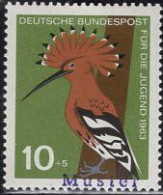 GERMANY(1963) Hoopoe. MUSTER (specimen) Overprint. Scott No B388. - Andere & Zonder Classificatie