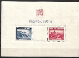 Czechoslovakia 1938  PRAGA'55 PHILATELICA EXHIBITION MNH - Blocks & Kleinbögen