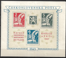 Czechoslovakia 1945 ARRIVAL OF PRESIDENT BENÉS IN KOSICE MNH - Blocks & Sheetlets