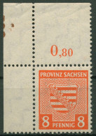SBZ Provinz Sachsen 1945 Wappen 77 X Ecke Oben Links Mit Markierung Postfrisch - Sonstige & Ohne Zuordnung