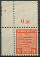 SBZ Provinz Sachsen 1945 Wappen 77 X Ecke Oben Links Mit Markierung Postfrisch - Autres & Non Classés