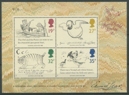 Großbritannien 1988 Edward Lear Dichter Und Maler Block 4 Postfrisch (C24830) - Blokken & Velletjes