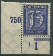 Deutsches Reich 1921 Ziffer WZ 2, Plattendruck 185 P UR Ecke Unt. Li. Postfrisch - Ungebraucht