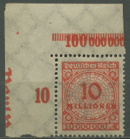 Deutsches Reich 1923 Korbdeckel Platte 318 AP OR B Ecke Ob. Links Postfrisch - Unused Stamps