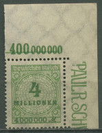 Deutsches Reich 1923 Korbdeckel Platte 316 AP OR C Ecke Oben Rechts Postfrisch - Unused Stamps