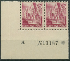 Französische Zone: Rheinland-Pfalz 1947 Ecke Mit Bogen-Nr. 10 Vv Postfrisch - Rijnland-Palts