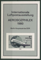 DDR 1980 AEROSOZPHILEX Interflug Schwarzdruck Block 59 S Postfrisch (C93700) - Sonstige & Ohne Zuordnung