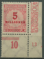 Deutsches Reich 1923 Korbdeckel Platte 317 A P UR Ecke Unten Rechts Postfrisch - Unused Stamps