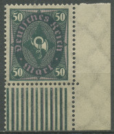Deutsches Reich 1922 Posthorn, Walzendruck 209 W A UR Ecke Unt. Re. Postfrisch - Unused Stamps