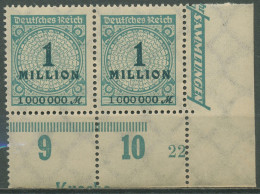 Deutsches Reich 1923 Korbdeckel Platte 314 A P UR Ecke DZ Name Postfrisch - Unused Stamps