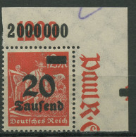 Deutsches Reich 1923 Mit Aufdruck Plattendruck 280 P OR Ecke Ob. Re. Postfrisch - Neufs