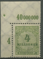 Deutsches Reich 1923 Korbdeckel Platte 316 AP OR A Ecke Oben Links Postfrisch - Ongebruikt