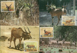 Mali 1986 WWF Antilope Waldelen 1078/81 Maximumkarten Postfrisch (X30645) - Mali (1959-...)