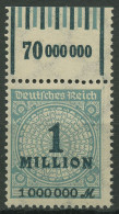 Deutsches Reich Inflation 1923 Korbdeckel Walzen-Oberrand 314 A W OR Postfrisch - Neufs