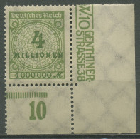 Deutsches Reich 1923 Korbdeckel Platte 316 A P UR Ecke Unten Rechts Postfrisch - Unused Stamps