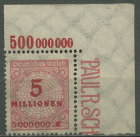 Deutsches Reich 1923 Korbdeckel Platte 317 AP OR A Ecke Oben Rechts Postfrisch - Ungebraucht