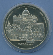 Liberia 5 Dollar 2003 Vatican Monaco San Marino Vz/st In Kapsel (m4577) - Liberia