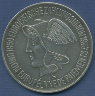 Europäische Zahlungsunion 1957, Feinsilbermedaille, 50 Mm, 50,14 G Vz/st (m3118) - Other & Unclassified