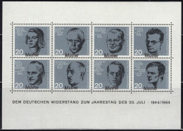 GERMANY(1964) German Resistance Fighters. Minisheet Of 8 With MUSTER (specimen) Overprint. Scott No 883-90. - Autres & Non Classés