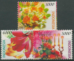 Indonesien 2001 Grußmarken Blumen Rosen Amaryllis 2103+2106/07 Postfrisch - Indonésie