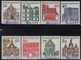 GERMANY(1964) Various Buildings And Structures. Complete Set Of 8 With MUSTER (specimen) Overprint. Scott No 903-12. - Other & Unclassified