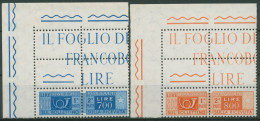 Italien 1966 Paketmarken Posthorn PA 102/03 Paare Ecke Postfrisch - Pacchi Postali