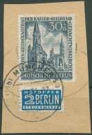 Berlin 1953 Kaiser-Wilhelm-Gedächtniskirche 109 Briefstück - Used Stamps