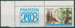 Pakistan 2003 Briefmarkenausstellung Karachi Huhn Ziege 1141 Zf Ecke Postfrisch - Pakistan